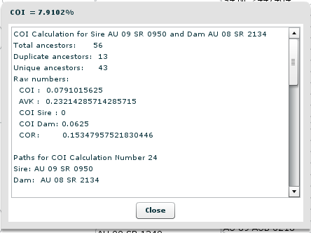 COI Details Dialog Box